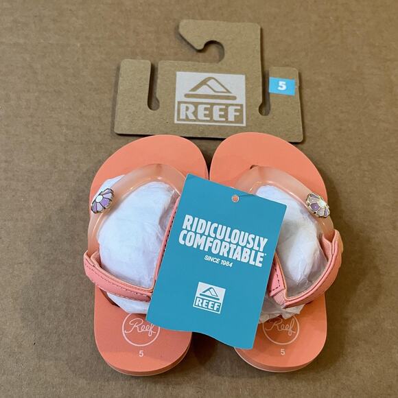 Reef Sandals Kids Toddler Size 5 Peach Parfait Little Charming Seashell CJ4229 - Picture 1 of 11
